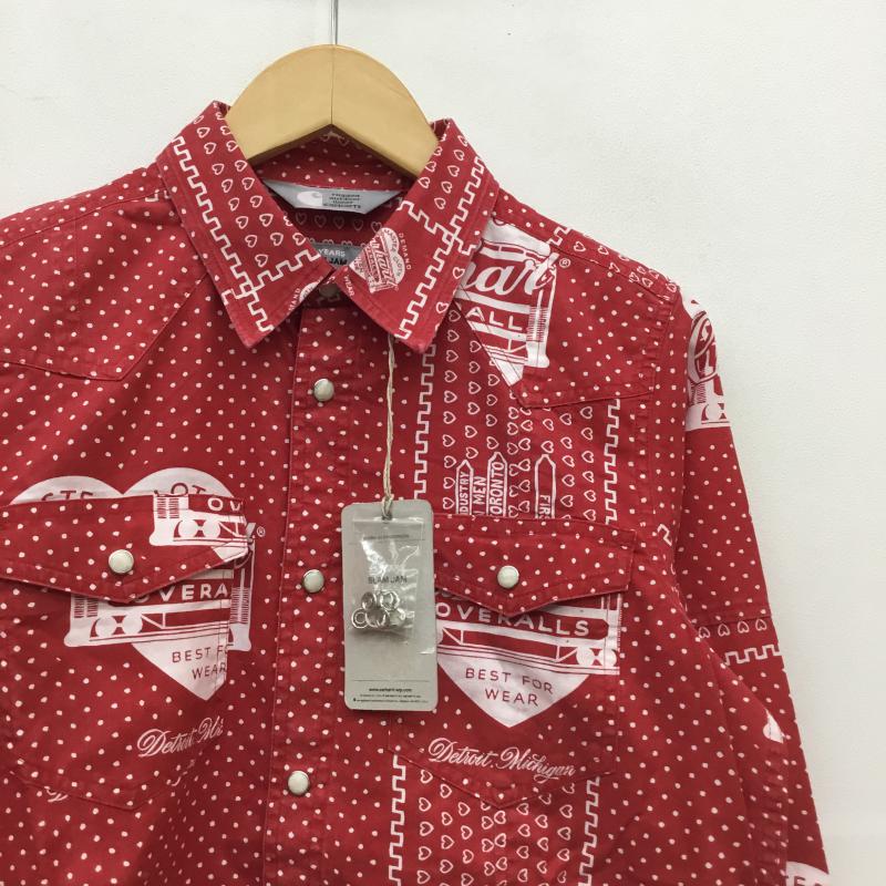 カーハート ダブリューアイピー Carhartt WIP シャツ、ブラウス 長袖 × Slam jam 25周年 S 総柄 赤 / レッド / メンズ USED 古着 中古 10048800