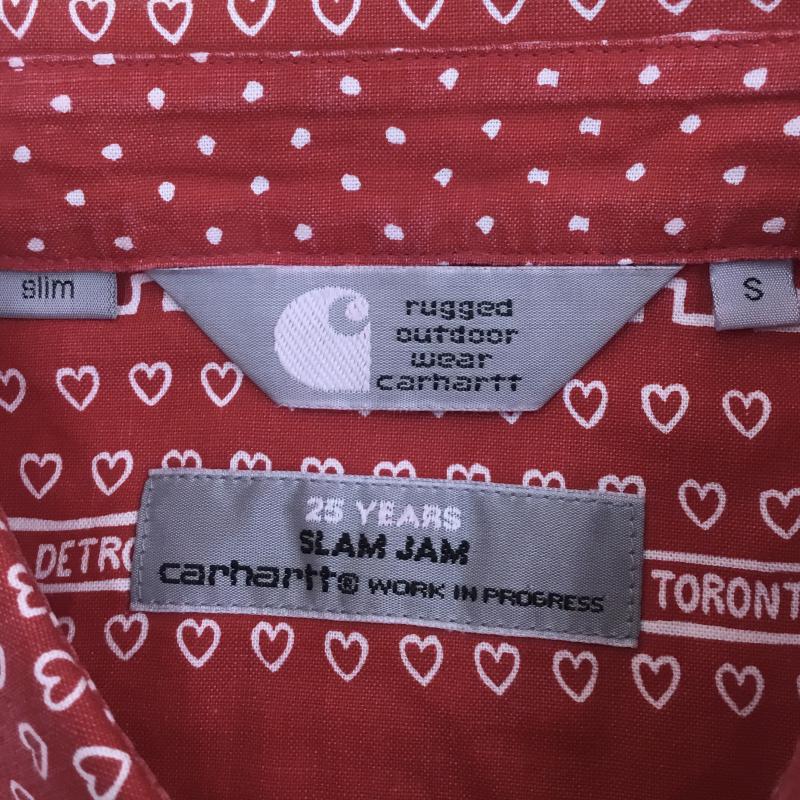 カーハート ダブリューアイピー Carhartt WIP シャツ、ブラウス 長袖 × Slam jam 25周年 S 総柄 赤 / レッド / メンズ USED 古着 中古 10048800