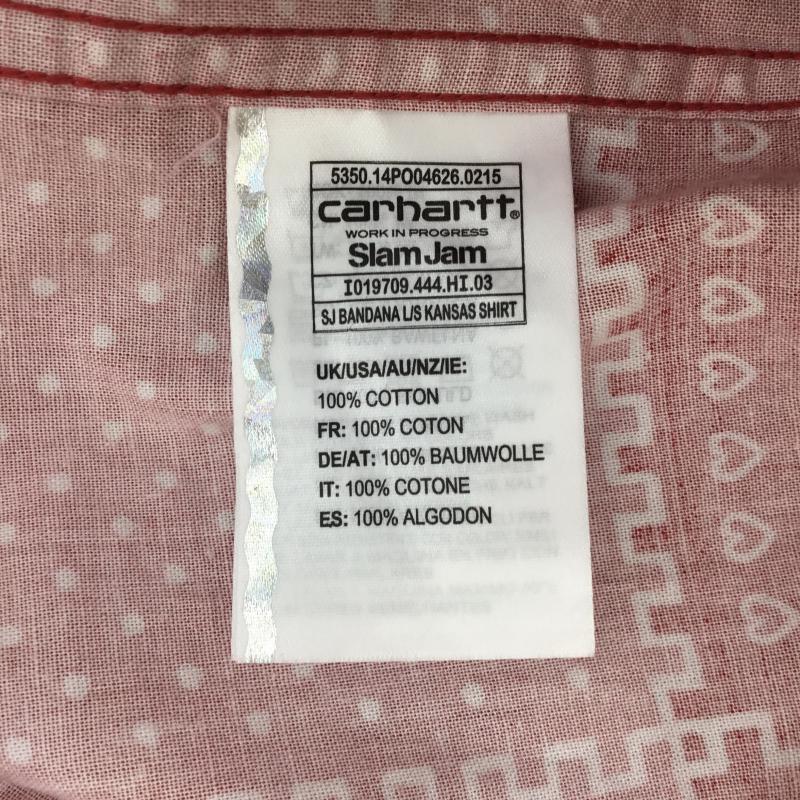カーハート ダブリューアイピー Carhartt WIP シャツ、ブラウス 長袖 × Slam jam 25周年 S 総柄 赤 / レッド / メンズ USED 古着 中古 10048800