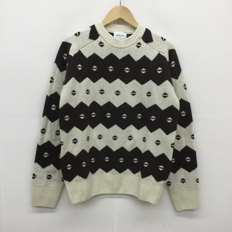 ウッドウッド WOOD WOOD ニット、セーター 長袖 S 白 / ホワイト / X 茶 / ブラウン / メンズ USED 古着 中古 10048979