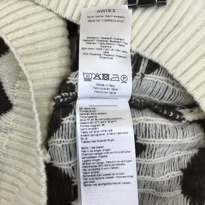 ウッドウッド WOOD WOOD ニット、セーター 長袖 S 白 / ホワイト / X 茶 / ブラウン / メンズ USED 古着 中古 10048979