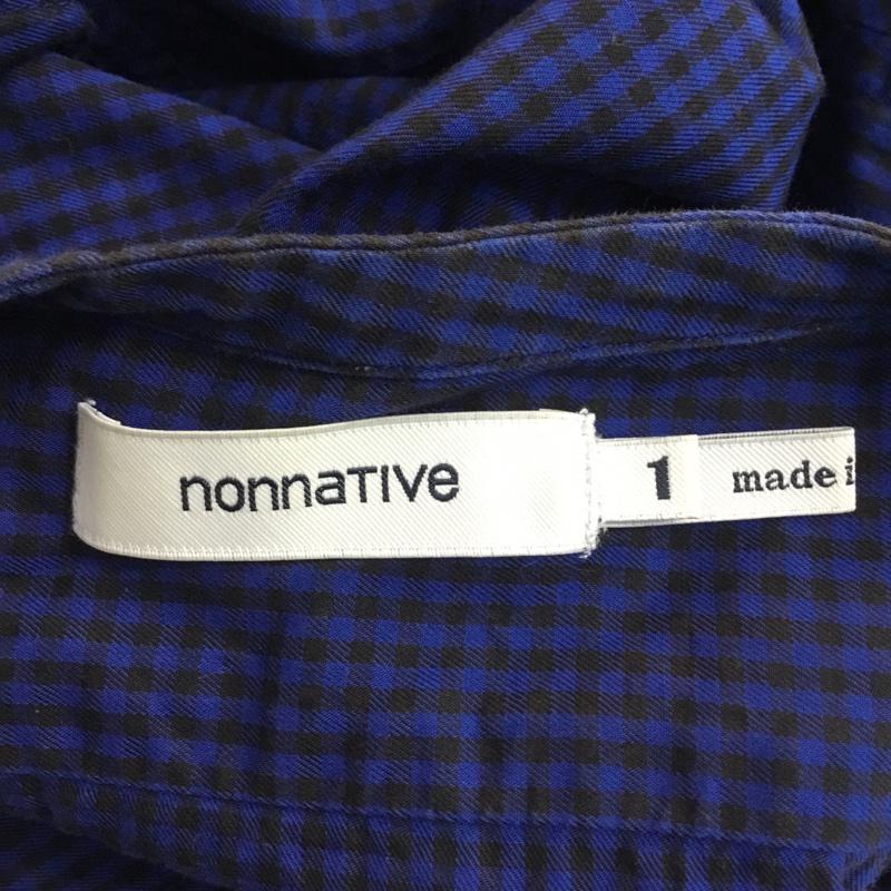 ノンネイティブ nonnative シャツ、ブラウス 長袖 ノーカラー チェック NN S2702 1 チェック 黒 / ブラック / X 紺 / ネイビー / メンズ USED 古着 中古 10049060