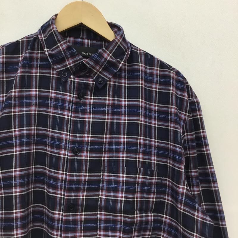 バンドオブアウトサイダーズ Band of Outsiders シャツ、ブラウス 長袖 BANDオリジナルチェック柄シャツ L チェック 紺 / ネイビー / X 白 / ホワイト / X 黒 / ブラック / X 赤 / レッド / メンズ USED 古着 中古 10049114
