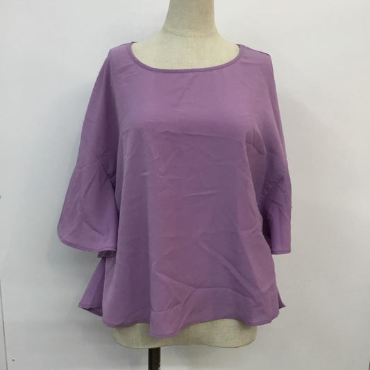 ディスコート Discoat カットソー 半袖 フレアスリーブ クルーネック M 無地 紫 / パープル /  レディース USED 古着 中古 10049156