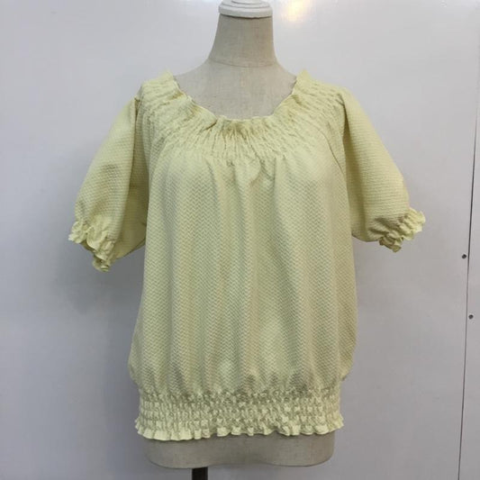 ヘザー Heather カットソー 半袖 シャーリング ギャザー オフショルダー 2WAY FREE  黄 / イエロー /  レディース USED 古着 中古 10049179