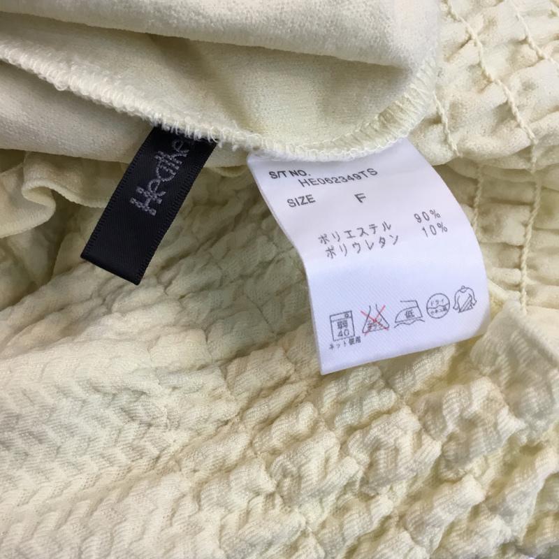 ヘザー Heather カットソー 半袖 シャーリング ギャザー オフショルダー 2WAY FREE  黄 / イエロー /  レディース USED 古着 中古 10049179