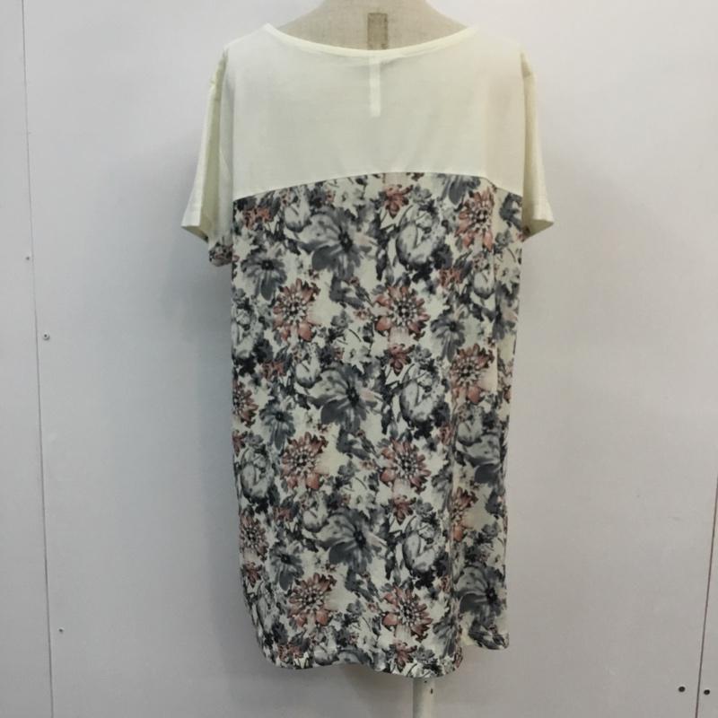 エル ELLE カットソー 半袖 花柄 チュニック Tシャツ 38 花柄 白 / ホワイト / X 桃 / ピンク / X 紺 / ネイビー / レディース USED 古着 中古 10049193