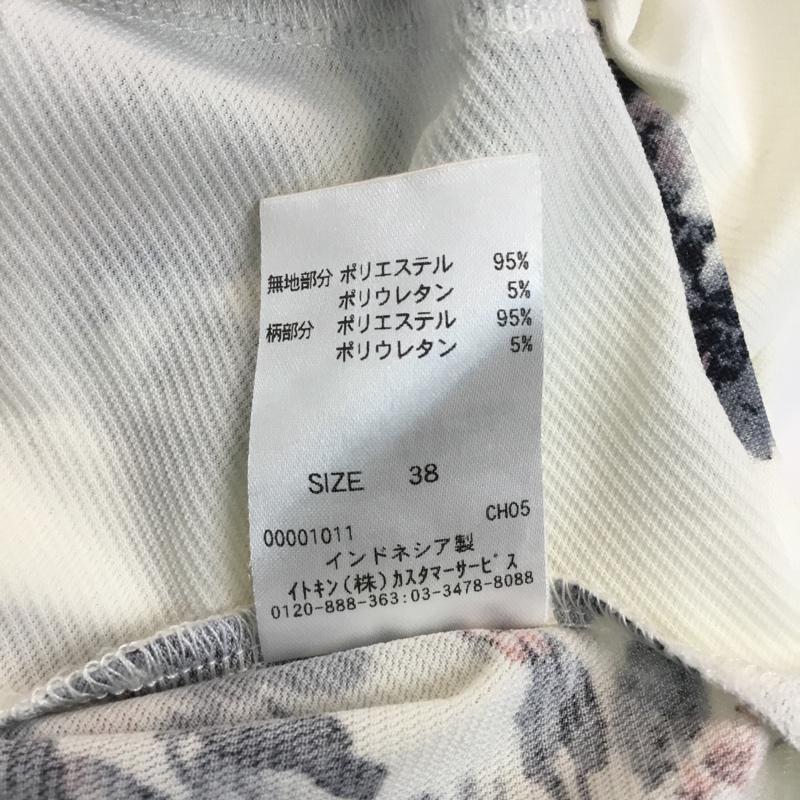 エル ELLE カットソー 半袖 花柄 チュニック Tシャツ 38 花柄 白 / ホワイト / X 桃 / ピンク / X 紺 / ネイビー / レディース USED 古着 中古 10049193