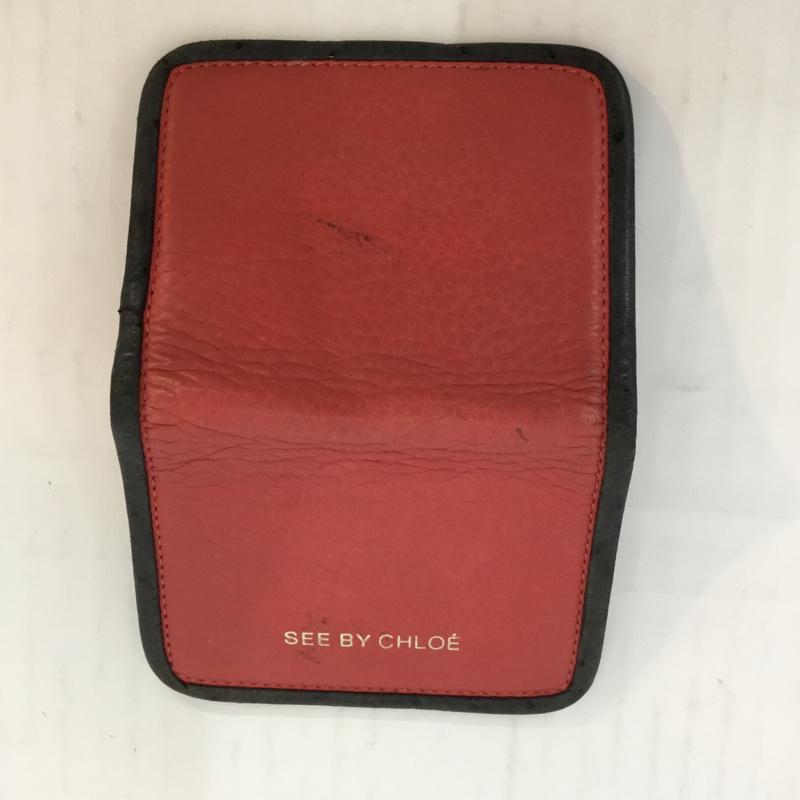 シーバイクロエ SEE BY CHLOE カードケース 定期入れ パスケース 名刺入れ 2トーン ロゴ、文字 黒 / ブラック / X 桃 / ピンク / レディース USED 古着 中古 10049258