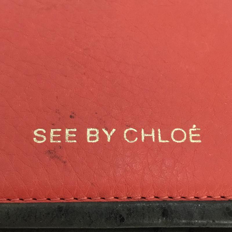 シーバイクロエ SEE BY CHLOE カードケース 定期入れ パスケース 名刺入れ 2トーン ロゴ、文字 黒 / ブラック / X 桃 / ピンク / レディース USED 古着 中古 10049258