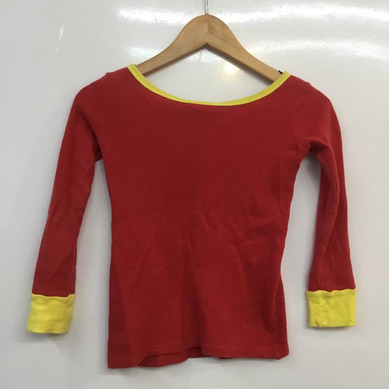 ジャム JAM カットソー 長袖 ワッフル地 ポップコーン ワッペン キッズ 120cm 120cm ワンポイント 赤 / レッド / X 黄 / イエロー /  レディース USED 古着 中古 10049434