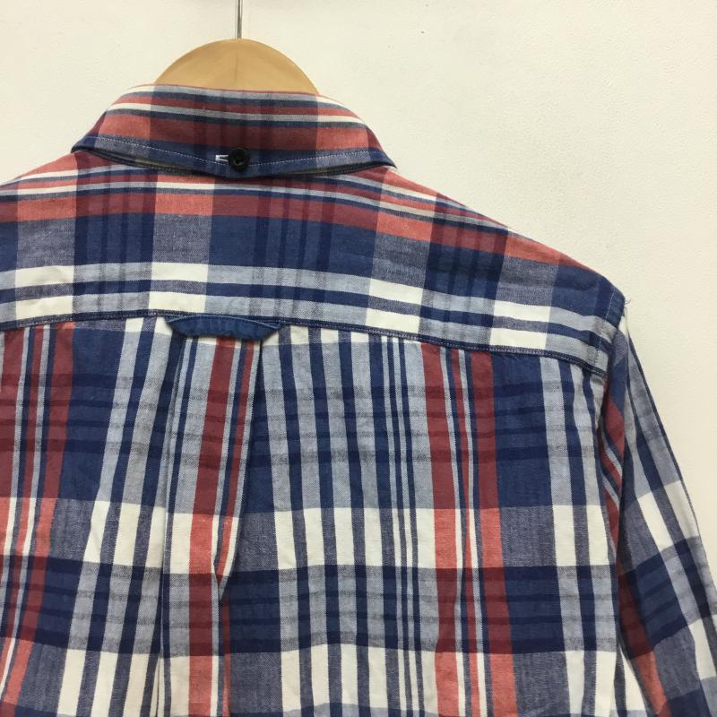 エフエイティー FAT シャツ、ブラウス 長袖 L チェック 白 / ホワイト / X 青 / ブルー / X 赤 / レッド / メンズ USED 古着 中古 10049951