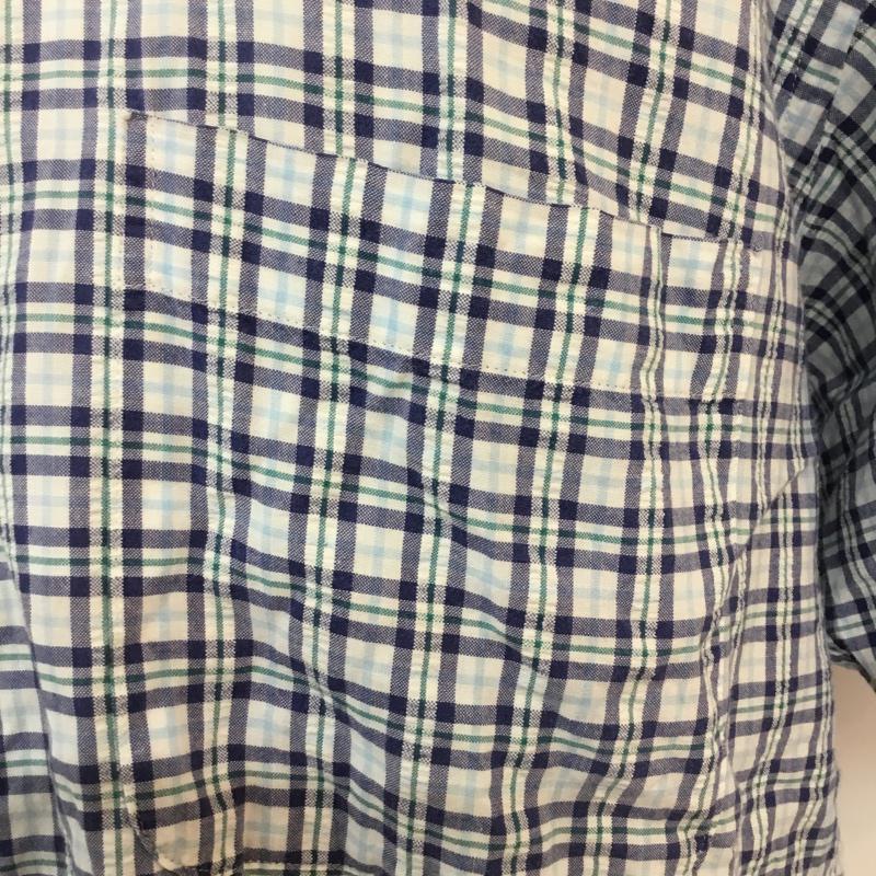 チャップスラルフローレン CHAPSRALPHLAUREN シャツ、ブラウス 半袖 ボタンダウン L チェック 白 / ホワイト / X 青 / ブルー / X 紺 / ネイビー / X 緑 / グリーン / メンズ USED 古着 中古 10050245