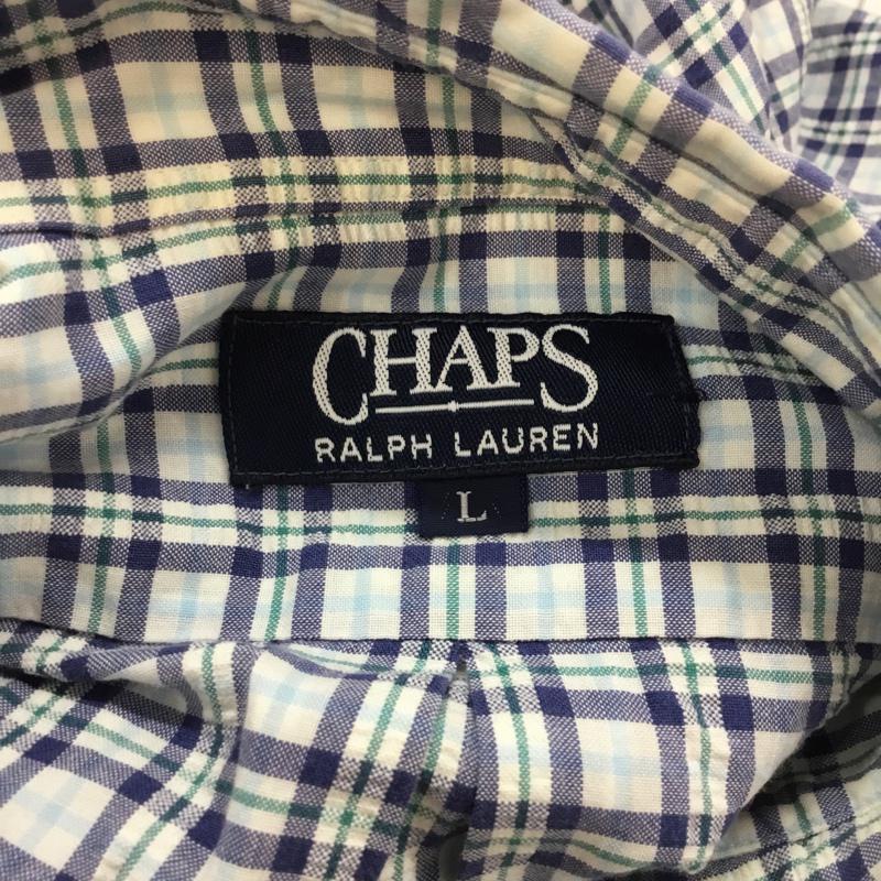 チャップスラルフローレン CHAPSRALPHLAUREN シャツ、ブラウス 半袖 ボタンダウン L チェック 白 / ホワイト / X 青 / ブルー / X 紺 / ネイビー / X 緑 / グリーン / メンズ USED 古着 中古 10050245