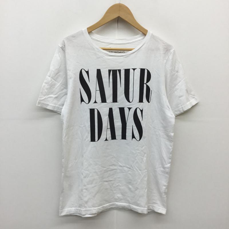 サタデーズサーフニューヨークシティー SATURDAYS SURF NYC Tシャツ 半袖 S ロゴ、文字 白 / ホワイト / X 黒 / ブラック / メンズ USED 古着 中古 10050312