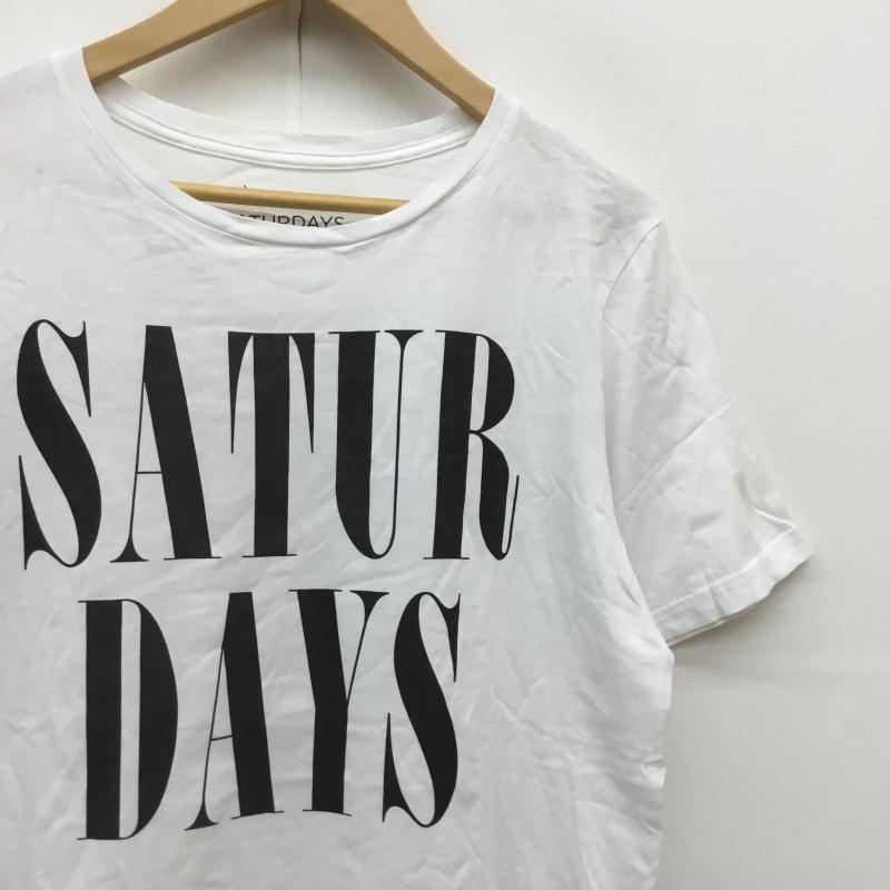 サタデーズサーフニューヨークシティー SATURDAYS SURF NYC Tシャツ 半袖 S ロゴ、文字 白 / ホワイト / X 黒 / ブラック / メンズ USED 古着 中古 10050312