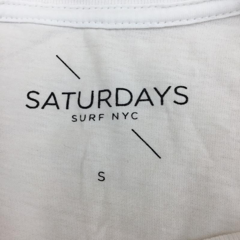 サタデーズサーフニューヨークシティー SATURDAYS SURF NYC Tシャツ 半袖 S ロゴ、文字 白 / ホワイト / X 黒 / ブラック / メンズ USED 古着 中古 10050312