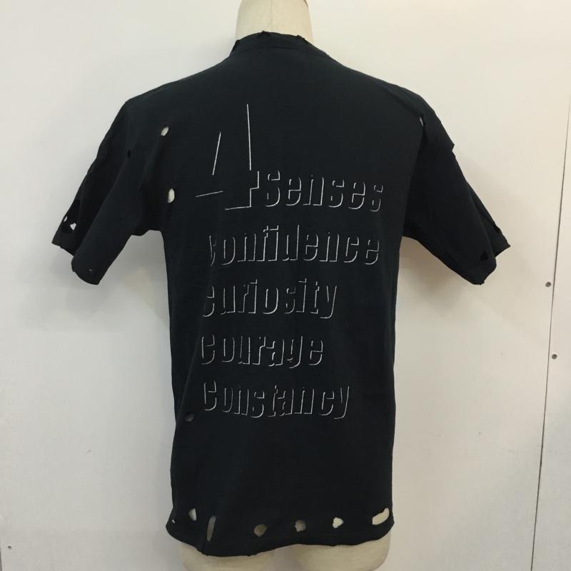 マスターマインド mastermind JAPAN Tシャツ 半袖 バックプリント 穴あき加工 S ダメージ加工 黒 / ブラック / メンズ USED 古着 中古 10050532