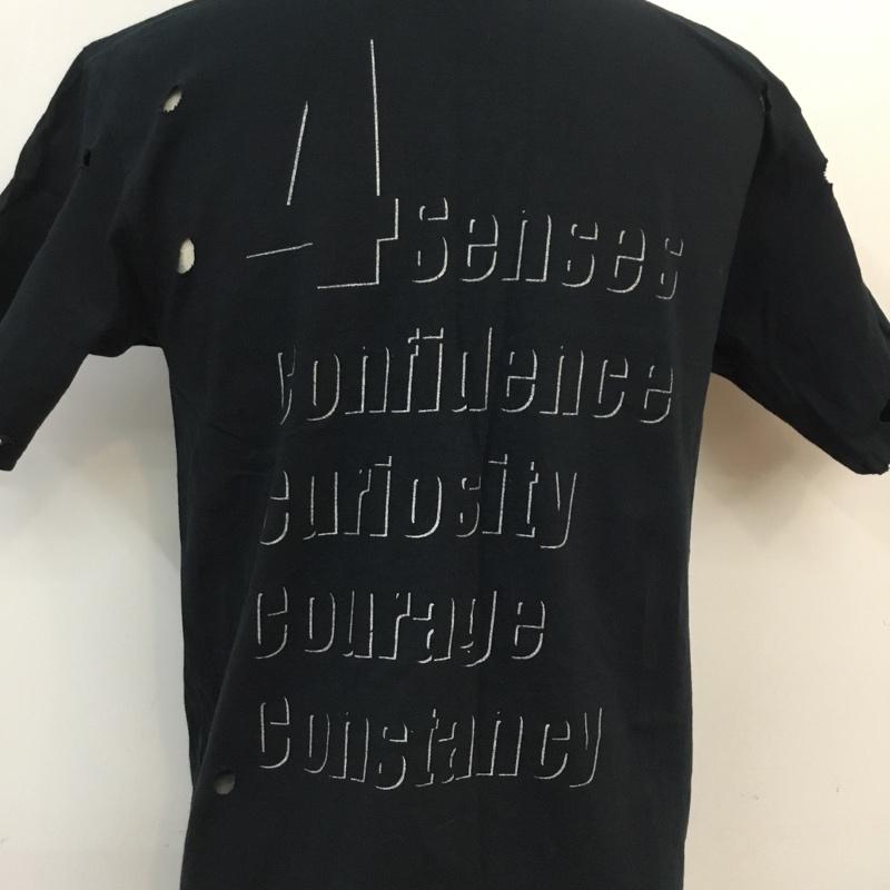 マスターマインド mastermind JAPAN Tシャツ 半袖 バックプリント 穴あき加工 S ダメージ加工 黒 / ブラック / メンズ USED 古着 中古 10050532