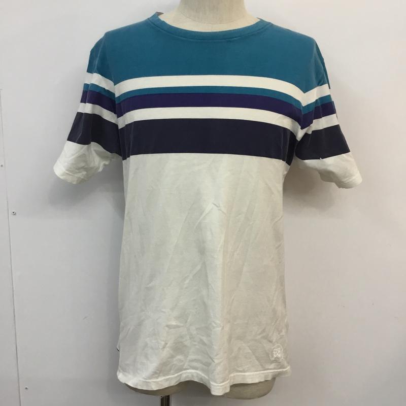 ホワイトライン WHITE LINE Tシャツ 半袖 クルーネック 3 ボーダー柄 白 / ホワイト / X 青 / ブルー / X 紫 / パープル / X 紺 / ネイビー / メンズ USED 古着 中古 10050867