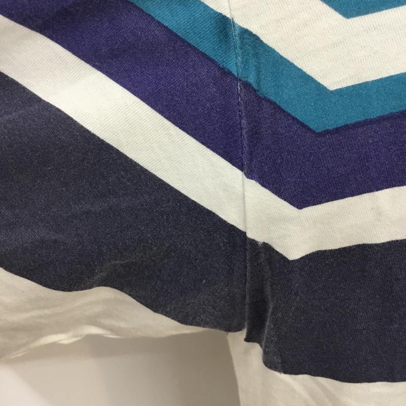 ホワイトライン WHITE LINE Tシャツ 半袖 クルーネック 3 ボーダー柄 白 / ホワイト / X 青 / ブルー / X 紫 / パープル / X 紺 / ネイビー / メンズ USED 古着 中古 10050867