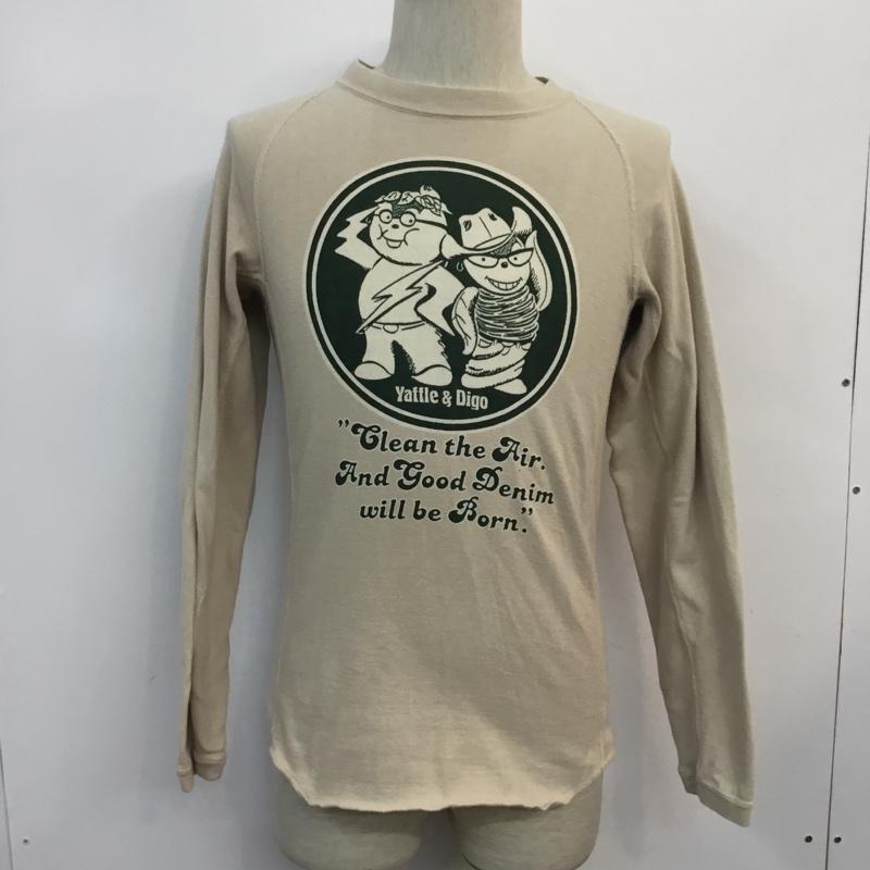 ストーミーブルー STORMYBLUE カットソー 長袖 クルーネック XS プリント ベージュ / ベージュ / メンズ USED 古着 中古 10050880