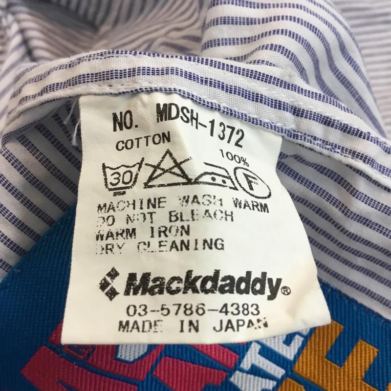 マックダディー MACKDADDY シャツ、ブラウス 長袖 フルジップファスナー XL ストライプ 白 / ホワイト / X 紺 / ネイビー / メンズ USED 古着 中古 10050881