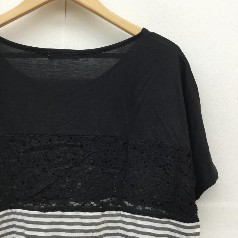 イーアールジー e.r.g* カットソー 半袖 M ボーダー柄 黒 / ブラック / X 白 / ホワイト / X 灰 / グレー /  レディース USED 古着 中古 10051026