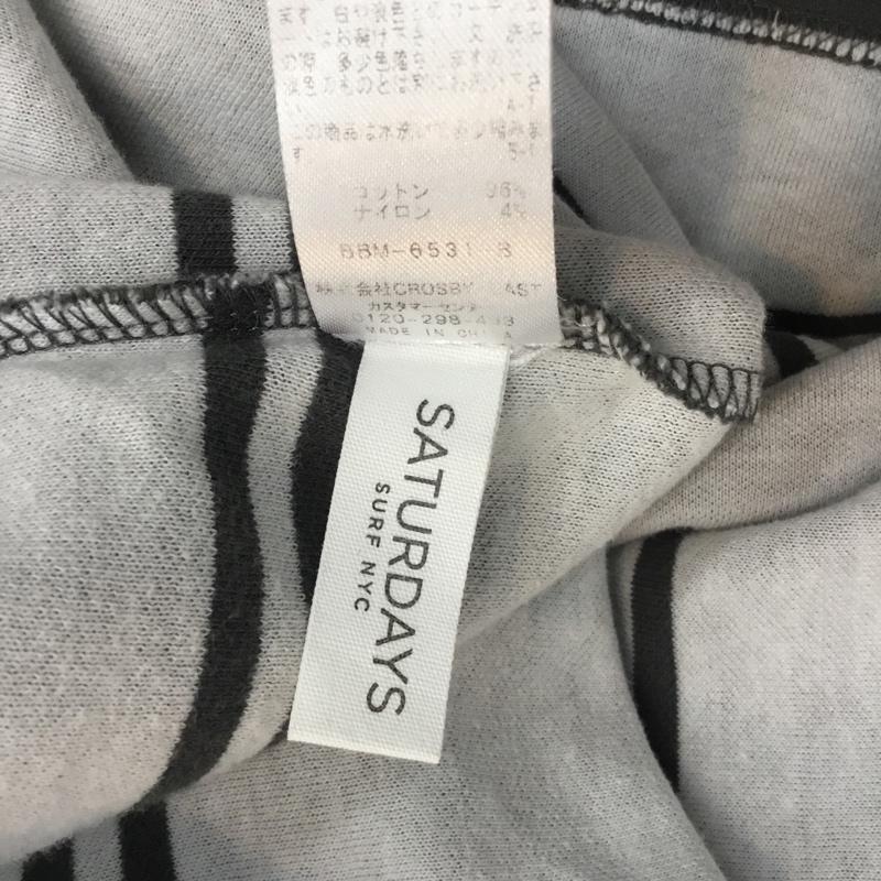 サタデーズ SATURDAYS カットソー 長袖 クルーネック S ボーダー柄 白 / ホワイト / X 灰 / グレー / メンズ USED 古着 中古 10051374