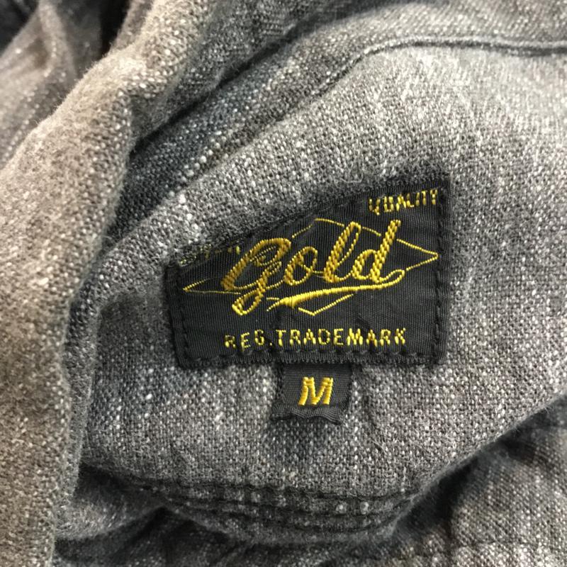 ゴールド GOLD シャツ、ブラウス 長袖 ダブルボタン M 無地 ダークグレー / ダークグレー / メンズ USED 古着 中古 10051375