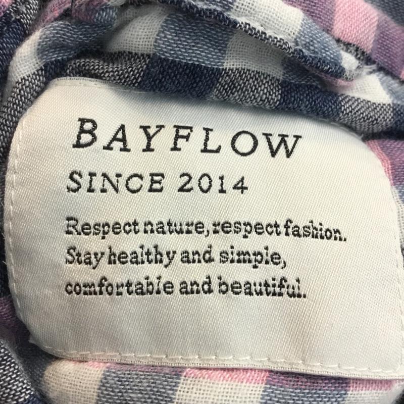 ベイフロー BAYFLOW シャツ、ブラウス 長袖 ガーゼ タグ付き S チェック 白 / ホワイト / X 桃 / ピンク / X 紺 / ネイビー / メンズ USED 古着 中古 10051722