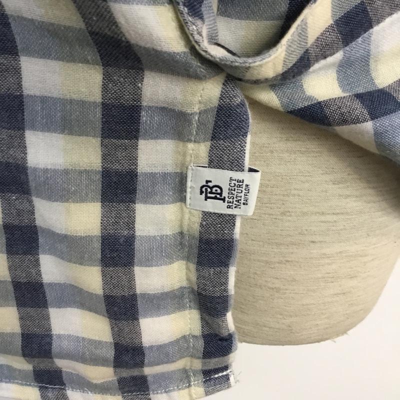 ベイフロー BAYFLOW シャツ、ブラウス 長袖 ガーゼチェック タグ付き L チェック 白 / ホワイト / X 青 / ブルー / X 紺 / ネイビー / メンズ USED 古着 中古 10051726