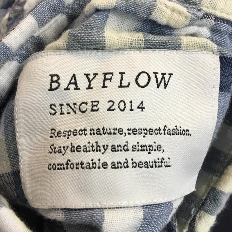ベイフロー BAYFLOW シャツ、ブラウス 長袖 ガーゼチェック タグ付き L チェック 白 / ホワイト / X 青 / ブルー / X 紺 / ネイビー / メンズ USED 古着 中古 10051726