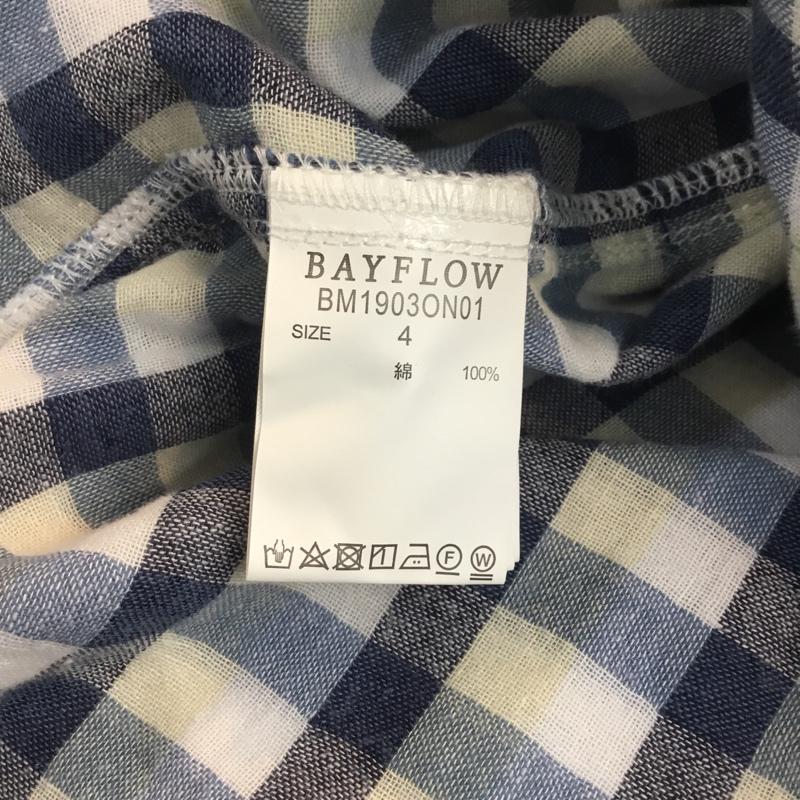 ベイフロー BAYFLOW シャツ、ブラウス 長袖 ガーゼチェック タグ付き L チェック 白 / ホワイト / X 青 / ブルー / X 紺 / ネイビー / メンズ USED 古着 中古 10051726