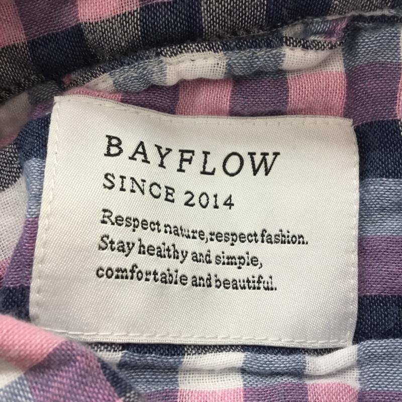 ベイフロー BAYFLOW シャツ、ブラウス 長袖 S チェック 白 / ホワイト / X 桃 / ピンク / X 紺 / ネイビー / メンズ USED 古着 中古 10051729