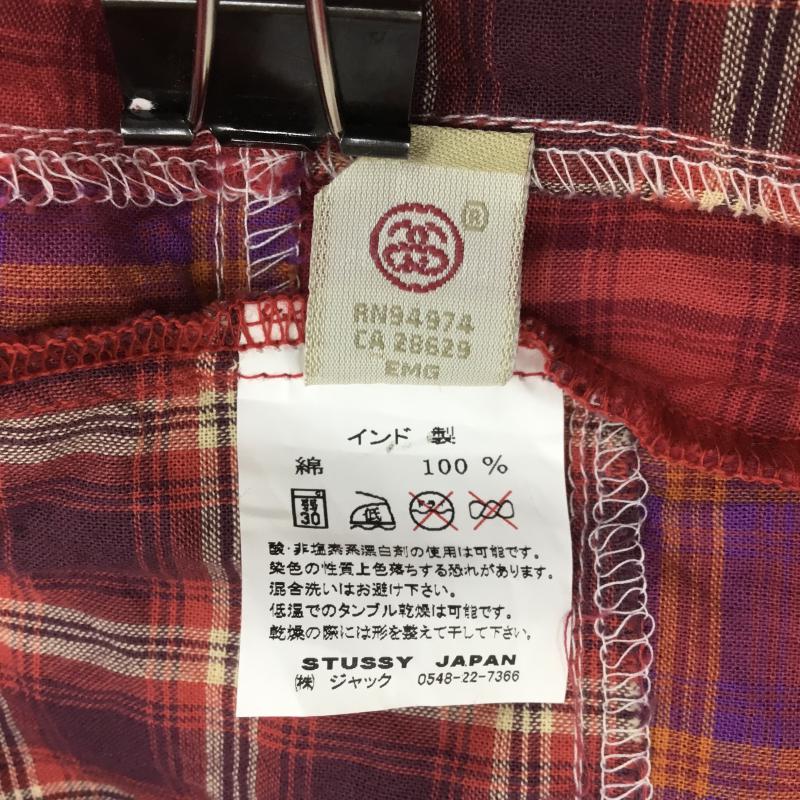 ステューシー STUSSY シャツ、ブラウス 半袖 M チェック 赤 / レッド / メンズ USED 古着 中古 10052229