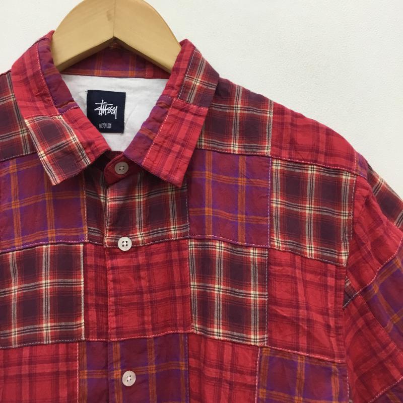 ステューシー STUSSY シャツ、ブラウス 半袖 M チェック 赤 / レッド / メンズ USED 古着 中古 10052229