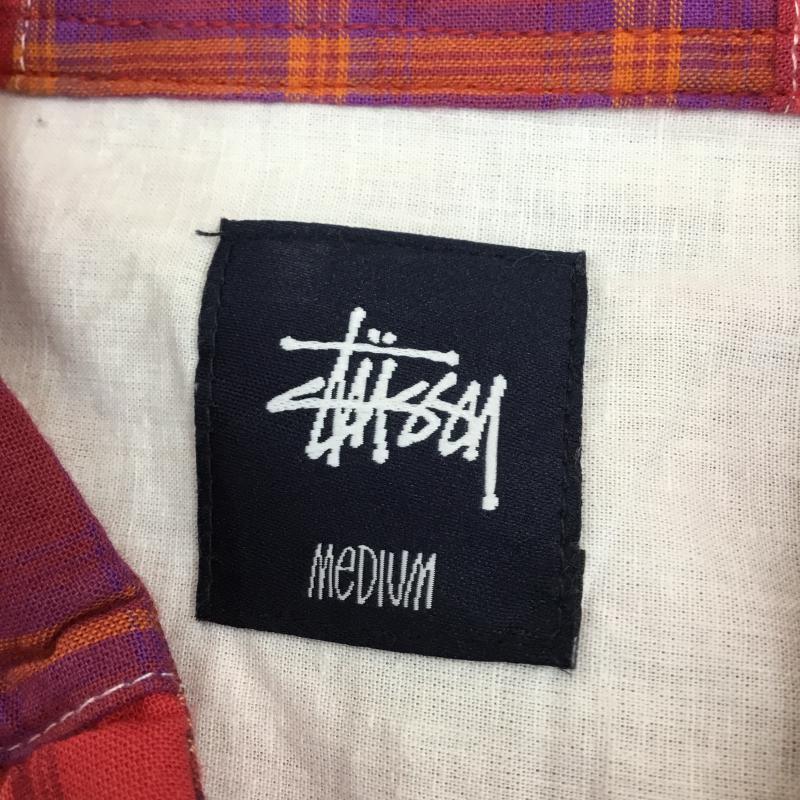 ステューシー STUSSY シャツ、ブラウス 半袖 M チェック 赤 / レッド / メンズ USED 古着 中古 10052229