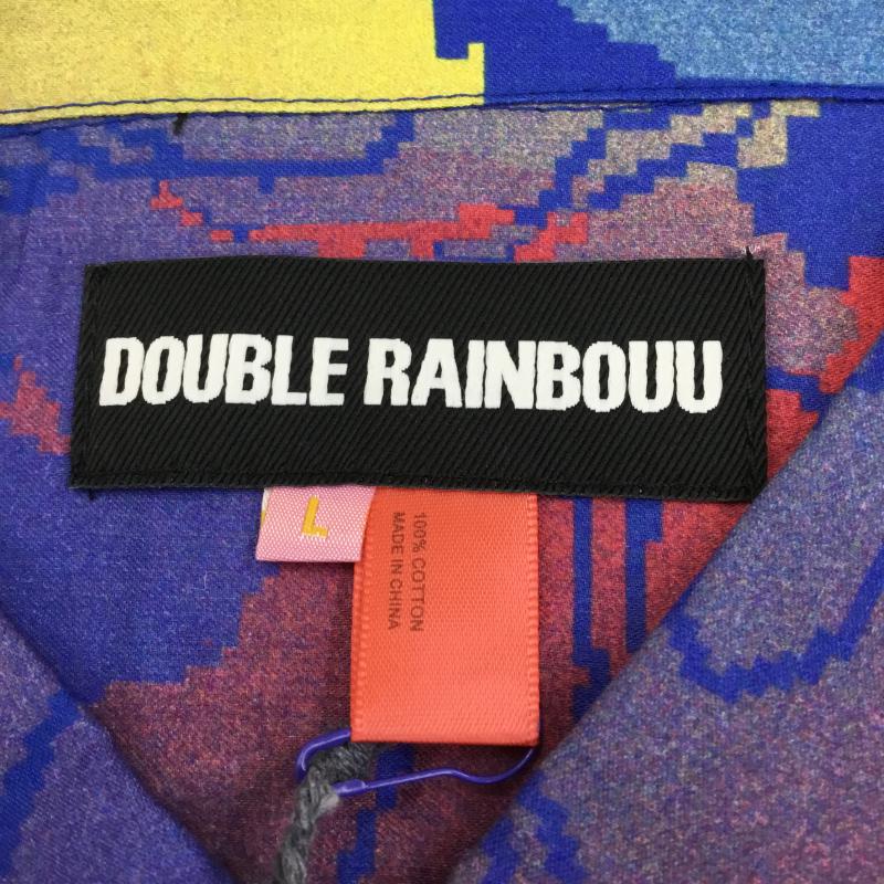 ダブルレインボー DOUBLE RAINBOUU シャツ、ブラウス 半袖 L 総柄 青 / ブルー / X 赤 / レッド / X 黄 / イエロー / メンズ USED 古着 中古 10052233