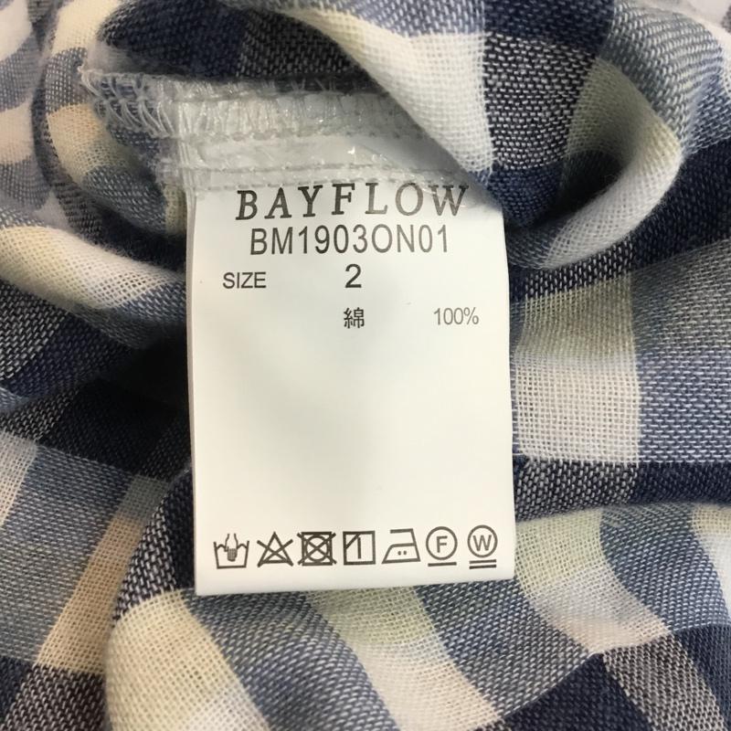 ベイフロー BAYFLOW シャツ、ブラウス 長袖 タグ付き ガーゼチェック 2 チェック 白 / ホワイト / X 紺 / ネイビー / X 水色 / ライトブルー / メンズ USED 古着 中古 10052463