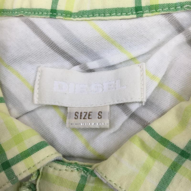 ディーゼル DIESEL シャツ、ブラウス 半袖 S チェック 黄 / イエロー / X 緑 / グリーン / メンズ USED 古着 中古 10052532