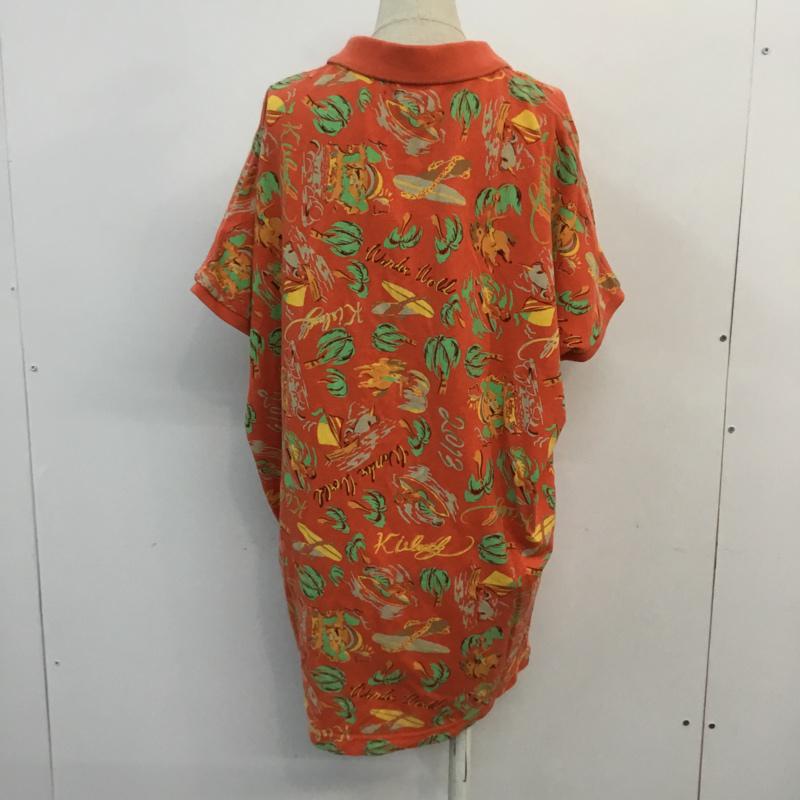 アディダス adidas ポロシャツ 半袖 FREE 総柄 橙 / オレンジ / レディース USED 古着 中古 10052550