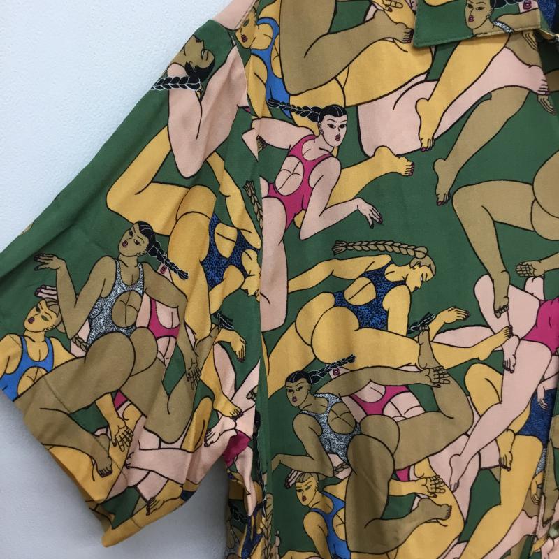 ブレインデット BRAIN DEAD シャツ、ブラウス 半袖 HAWAIIAN SHIRT L 総柄 緑 / グリーン / メンズ USED 古着 中古 10052741