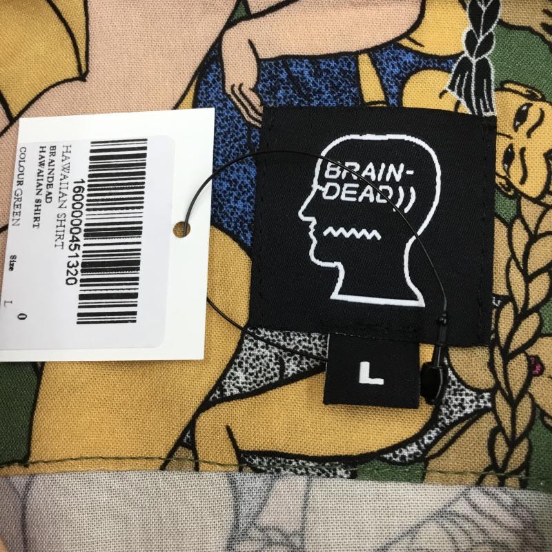 ブレインデット BRAIN DEAD シャツ、ブラウス 半袖 HAWAIIAN SHIRT L 総柄 緑 / グリーン / メンズ USED 古着 中古 10052741
