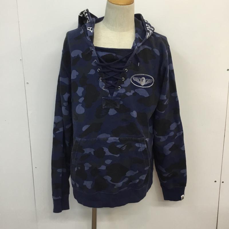 アベイシングエイプ A BATHING APE パーカー 長袖 XL 総柄 X カモフラージュ柄・迷彩 紺 / ネイビー / メンズ USED 古着 中古 10052818