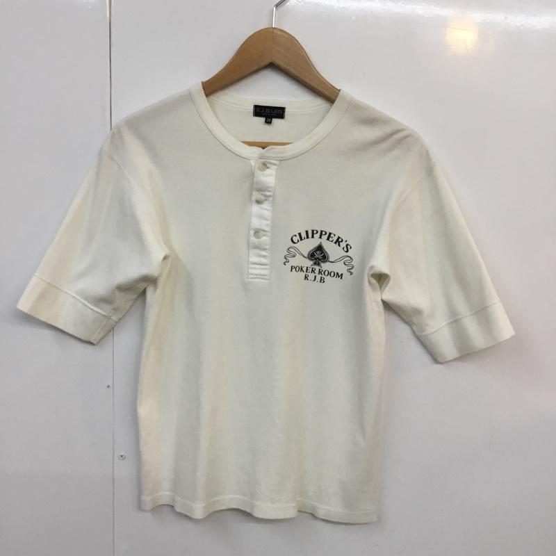 R.J.Blues R.J.Blues カットソー 半袖 ヘンリーネック 36 プリント 白 / ホワイト / メンズ USED 古着 中古 10053479