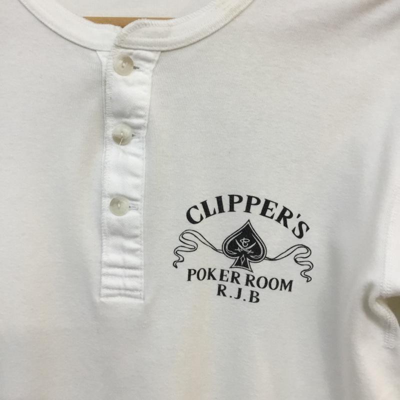 R.J.Blues R.J.Blues カットソー 半袖 ヘンリーネック 36 プリント 白 / ホワイト / メンズ USED 古着 中古 10053479