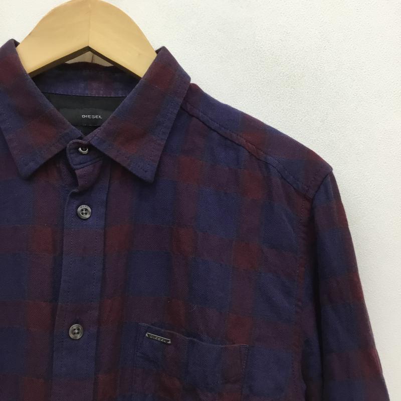 ディーゼル DIESEL シャツ、ブラウス 長袖 チェック 紫 / パープル / メンズ USED 古着 中古 10053527