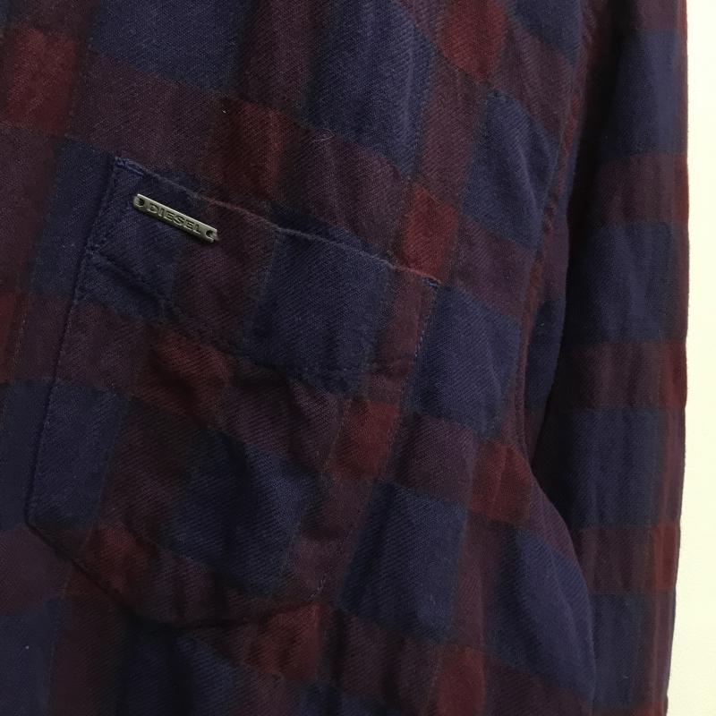 ディーゼル DIESEL シャツ、ブラウス 長袖 チェック 紫 / パープル / メンズ USED 古着 中古 10053527