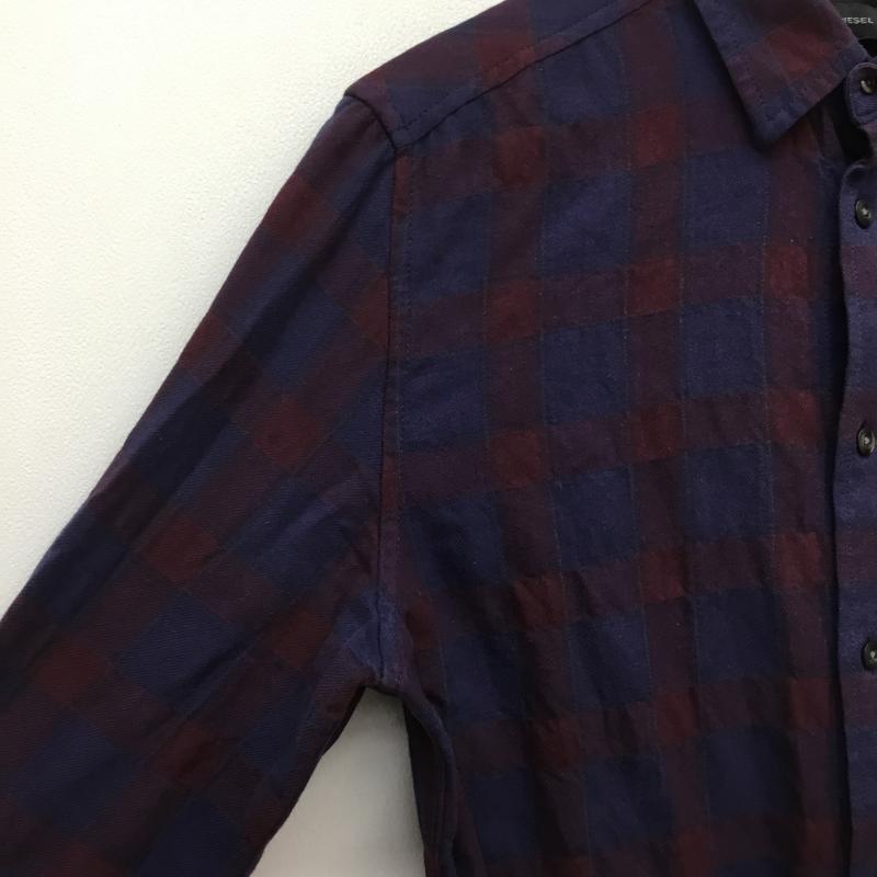 ディーゼル DIESEL シャツ、ブラウス 長袖 チェック 紫 / パープル / メンズ USED 古着 中古 10053527